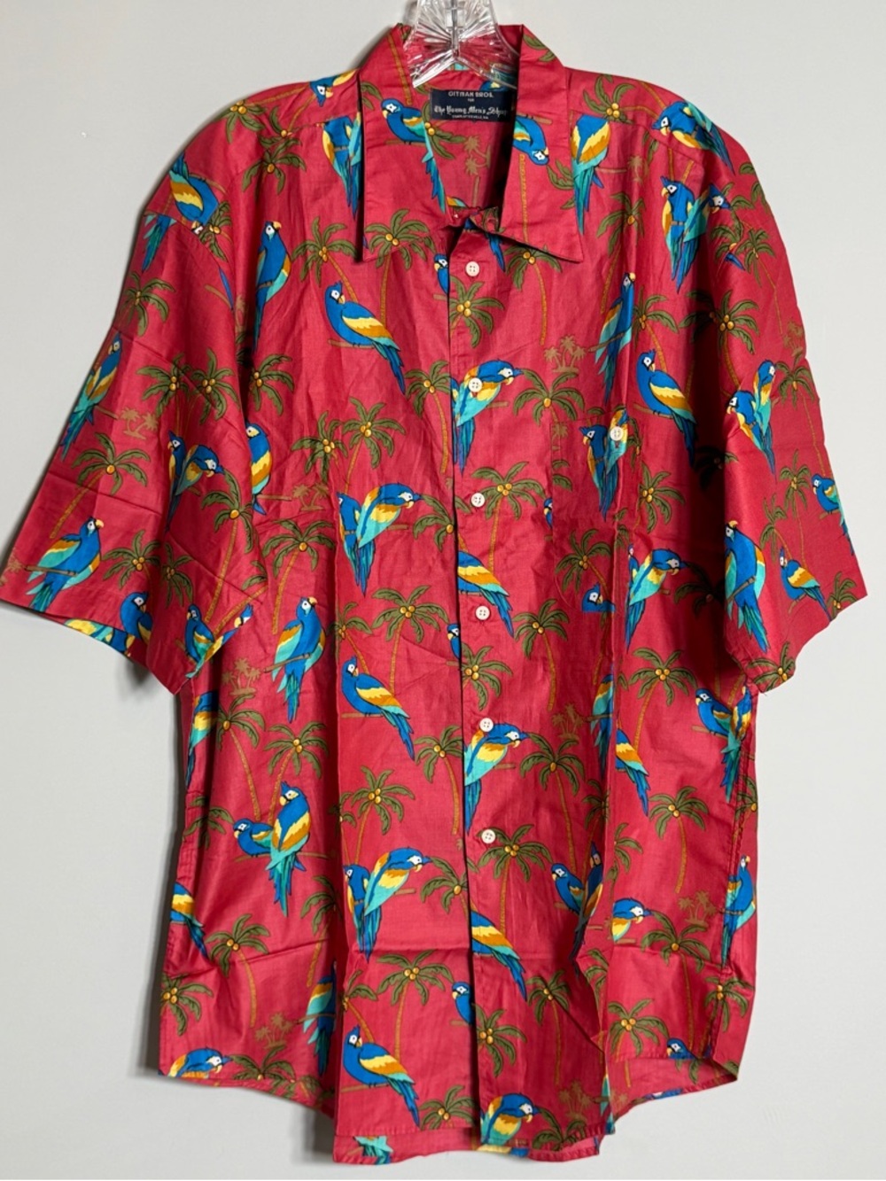 Gitman Bros Tropical Parrot Print Button-Up Shirt - Red & Blue
